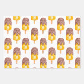 水彩チョコレートファッジポプシクルシェブロンストライプ ラッピングペーパーシート (正面)