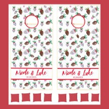 水彩チョコレート被覆イチゴのカップル