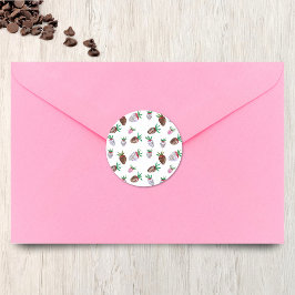 水彩チョコレート被覆イチゴのシール ラウンドシール