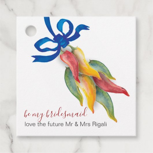 水彩チリピーパーズブリデスメイドギフトラベル フェイバータグ (正面)