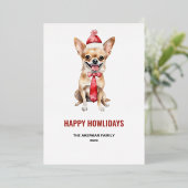 水彩チワワのハッピーホリデイズ 箔シーズンカード (立ち正面)