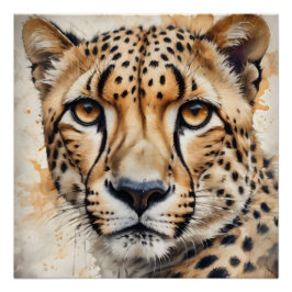 水彩チーターno 6 ポスター