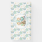 水彩ツインボーイズ赤ちゃんシャワー |おお、みんな! 横断幕 (縦)