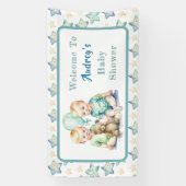 水彩ツインボーイズ赤ちゃんシャワー |おお、みんな! 横断幕 (縦)