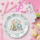 水彩ツインボーイズ赤ちゃんシャワー ペーパープレート (パーティー)