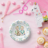 水彩ツインボーイズ赤ちゃんシャワー ペーパーボウル (パーティー)