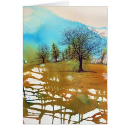 水彩ツリーインク風景秋