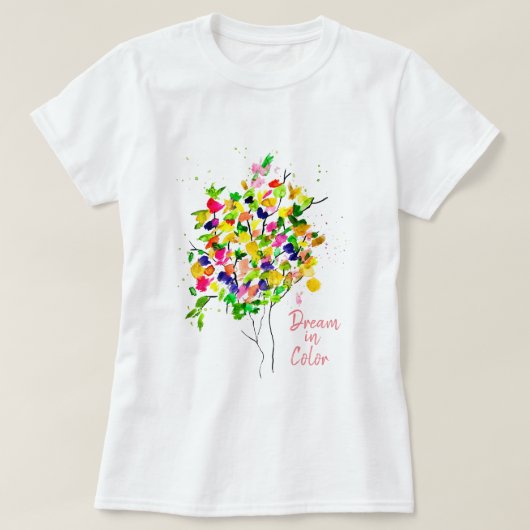 水彩ツリーカラフル抽象芸術アートTシャツ Tシャツ (デザイン正面)