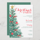 水彩ツリークリスマスパーティーエレガント招待状 招待状 (正面/裏面)