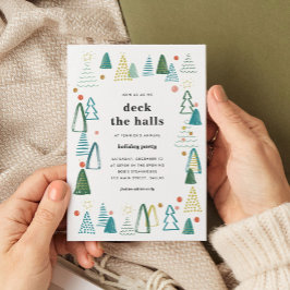 水彩ツリーズクリスマスパーティの招待状 招待状