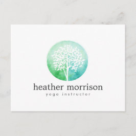水彩ツリーヨガとウェルネス葉書 ポストカード