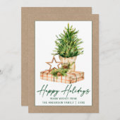 水彩ツリー書道インククラフトミニマリスト シーズンカード (正面/裏面)