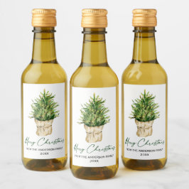 水彩ツリー書道インクスクリプトミニマリスト ワインラベル