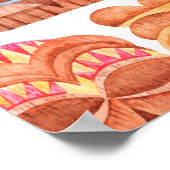 水彩ティキハワイtotemシームレスパターン ポスター (角)