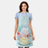 水彩ティーカップゾウ エプロン (着用した状態)