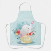 水彩ティーカップゾウ エプロン (正面)