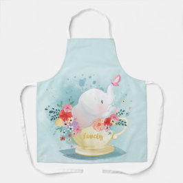 水彩ティーカップゾウ エプロン