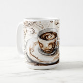 水彩ティーカップ – コーヒー中毒者 コーヒーマグカップ (正面左)