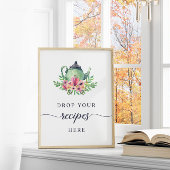 水彩ティーポットここにレシピを落とすサイン ポスター