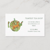 水彩ティーポットディアフローラティーショップカフェクラス 名刺 (裏面)