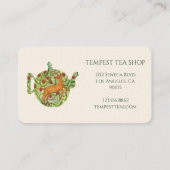 水彩ティーポットディアフローラティーショップカフェクリーム 名刺 (裏面)