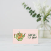 水彩ティーポットディアフローラティーショップカフェハーブ 名刺 (スタンド正面)