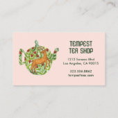 水彩ティーポットディアフローラティーショップカフェハーブ 名刺 (裏面)