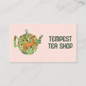 水彩ティーポットディアフローラティーショップカフェハーブ 名刺 (正面)