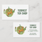 水彩ティーポットディアフローラティーショップカフェハーブ 名刺 (正面/裏面)