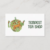 水彩ティーポットディアフローラティーショップカフェハーブ 名刺 (正面)