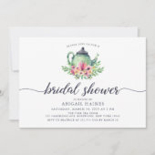 水彩ティーポットブライダルシャワー 招待状 (正面)