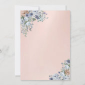 水彩ティーポットブルーベリーフローラベビーシャワー 招待状 (裏面)