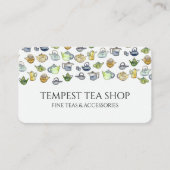水彩ティーポット模様古茶エレガント屋 名刺 (正面)
