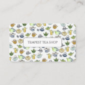 水彩ティーポット模様古茶エレガント屋 名刺 (正面)