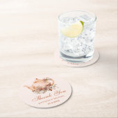 水彩ティーポット秋結婚秋の感謝していあなた ラウンドペーパーコースター (インサイチュ)