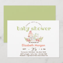 水彩ティーポット花赤ちゃんシャワー