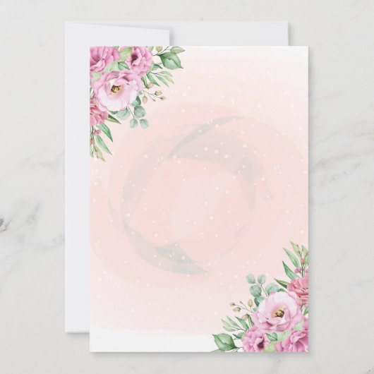 水彩ティーポット茶カップフローラ赤ちゃんシャワー 招待状 (裏面)