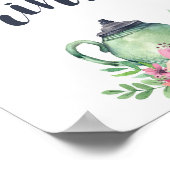 水彩ティーポット飲料の看板 ポスター (角)