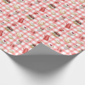 水彩ティーポット:カップケーキ継ぎ目のないパターン ラッピングペーパー (角)