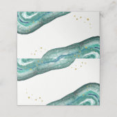 水彩ティール（緑がかった色）と金ゴールドゲ結婚ード プレイスカード (外部開封)