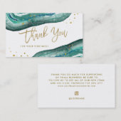水彩ティール（緑がかった色）と金ゴールド|ありがとう 名刺 (正面/裏面)