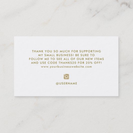 水彩ティール（緑がかった色）と金ゴールド|ありがとう 名刺 (裏面)