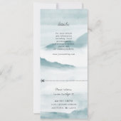 水彩ティール（緑がかった色）の横向きの結婚式招待w rsvp 招待状 (裏面)