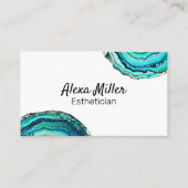 水彩ティール(緑がかった色)アゲードスライス結晶 名刺 (正面)