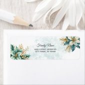 水彩ティール(緑がかった色)クリスマス差出人住所ラボ ラベル (インサイチュ)