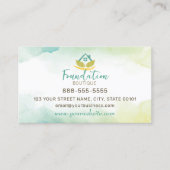 水彩ティール(緑がかった色)グリーンイエローファンデーションハウス 名刺 (正面)