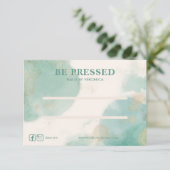 水彩ティール（緑がかった色）シック押し付けオン爪、 ネイル表示カード サンキューカード (スタンド正面)