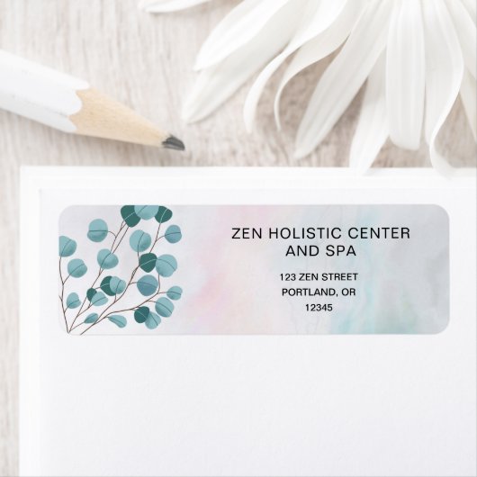 水彩ティール（緑がかった色）スパサロンアドレス ラベル (インサイチュ)