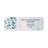 水彩ティール（緑がかった色）スパサロンアドレス ラベル (正面)