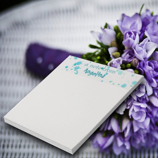 水彩ティール（緑がかった色）スプラッシュレター ノートパッド